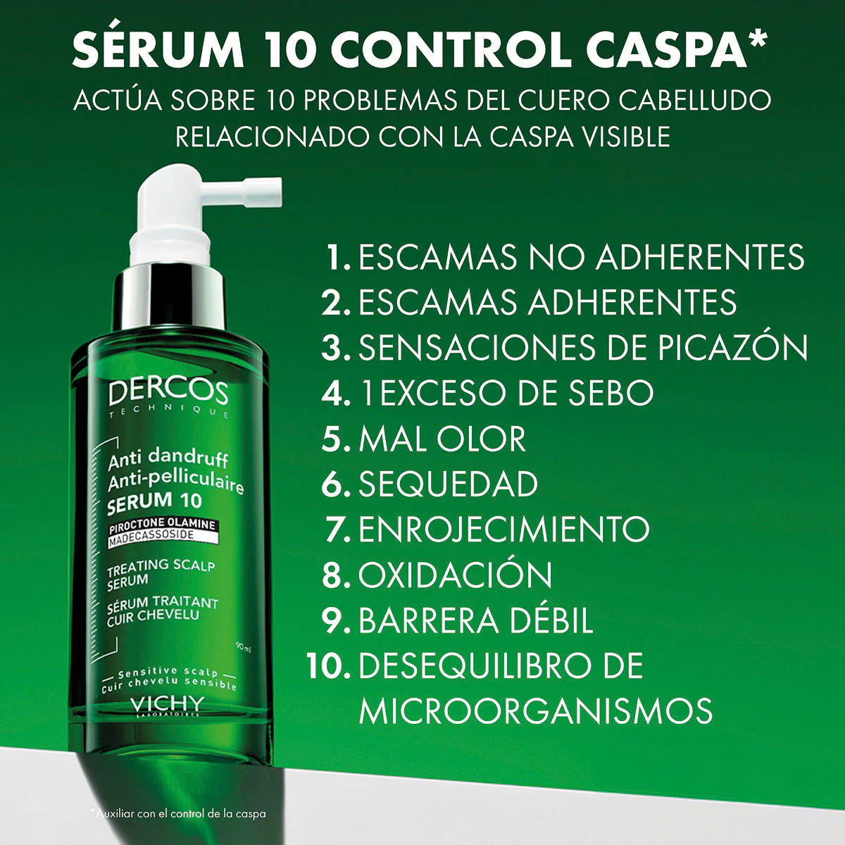 Vichy Dercos Serum 10 Leave-On Control Caspa y Renovación Capilar 90ml.